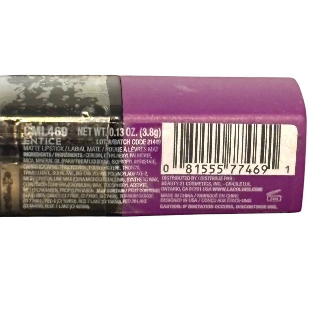 L.A. Colors‎ Matte Lipstick CML469 Entice Sealed- NWOB Purple
