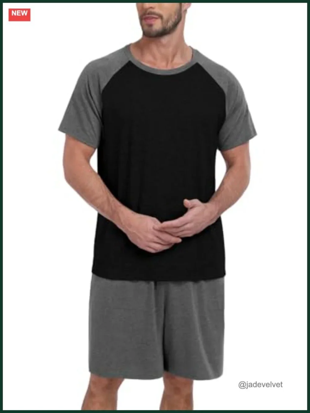 Men's Pajama Set Summer Sleepwear Lightweight Short Sleeve Pjs with Pockets