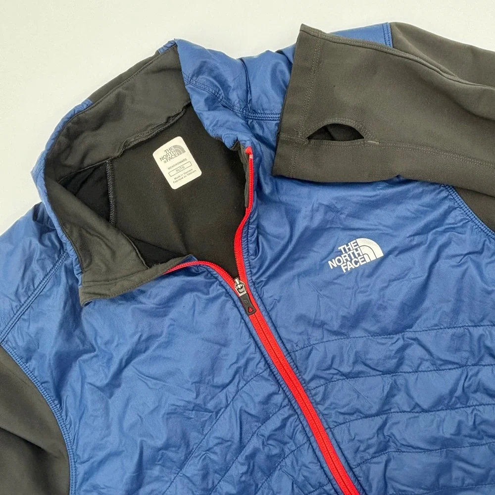 The North Face Mens XL Primaloft Jacket‎ Full Zip Blue Thumb Hole Micro Puffer