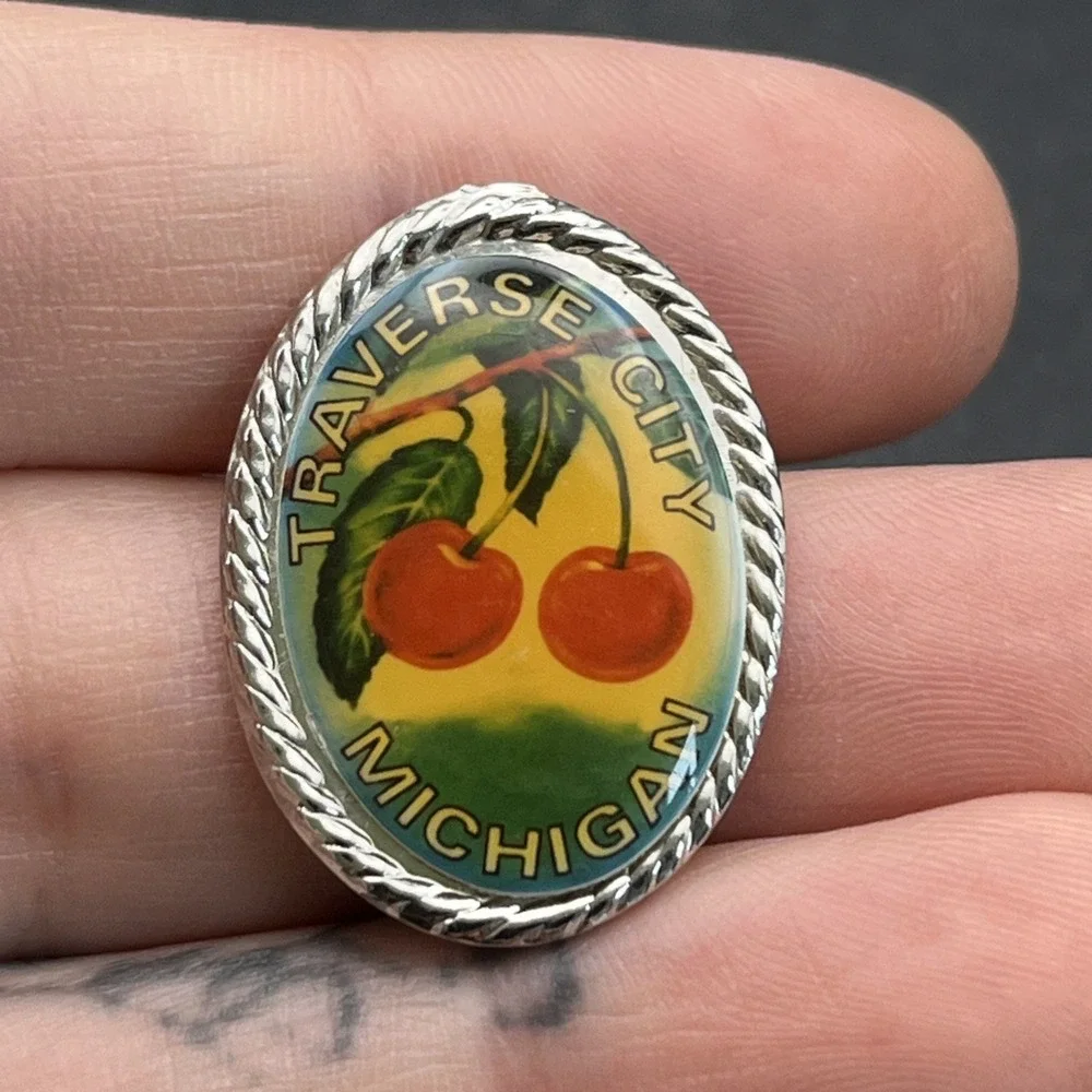 Traverse City Michigan Cherries Cherry Tree‎ Lapel Hat Pin