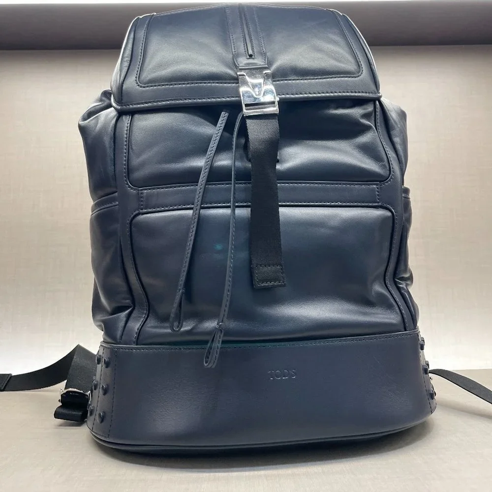 Tod's‎ Italy Dark Navy Blue Leather Backpack, XBMTDSG9300ND6U820