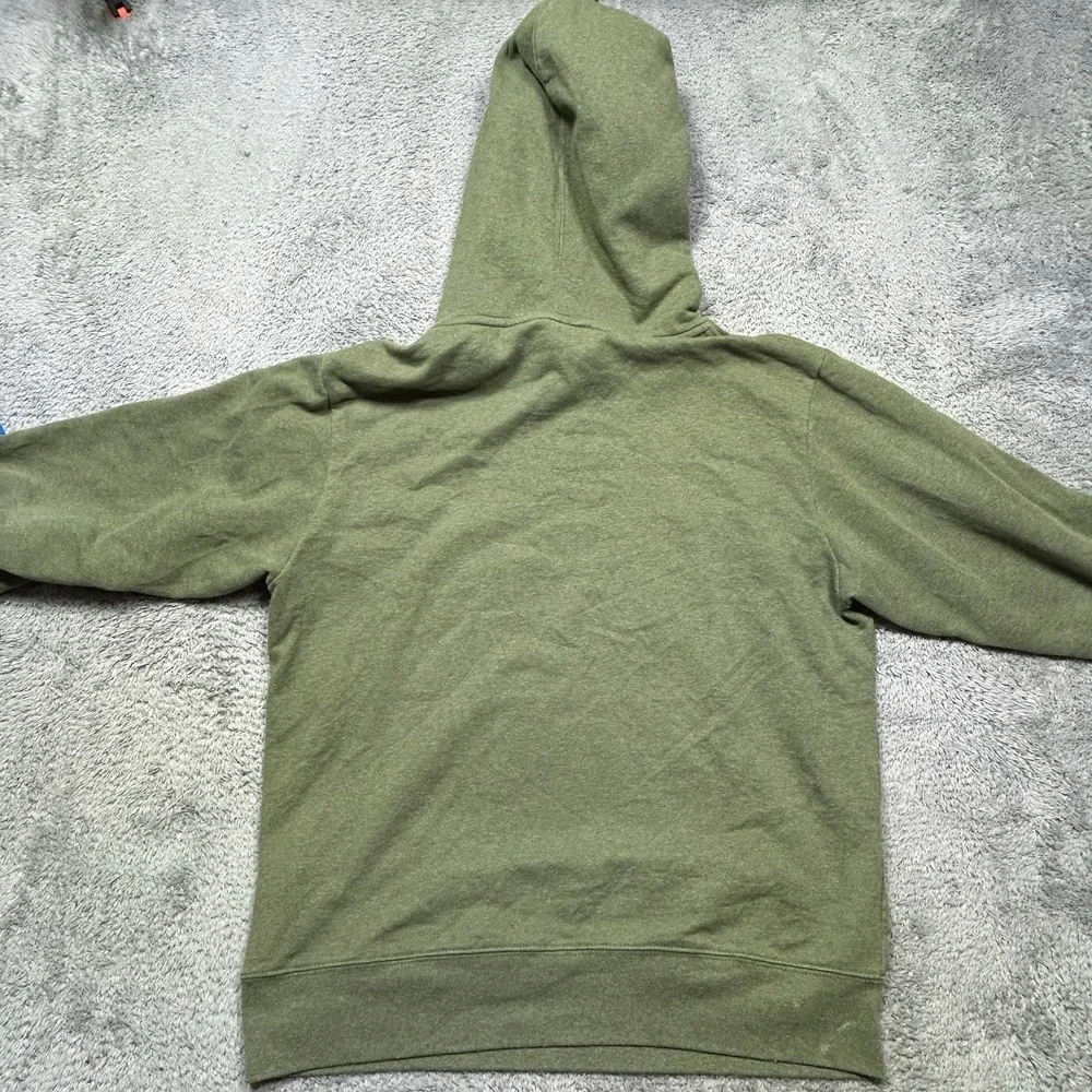 The North Face Hoodie Men's M Army Green w/ Orange Half Moon Logo Outdoor Hood