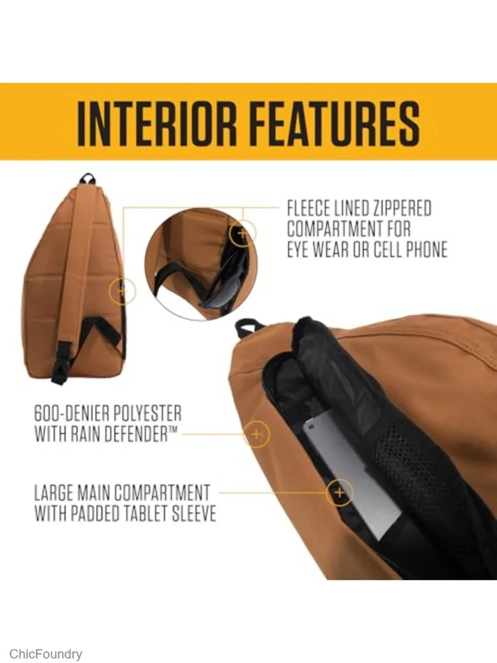 Durable Sling Bag Crossbody Backpack with Tablet Sleeve Water Resistant