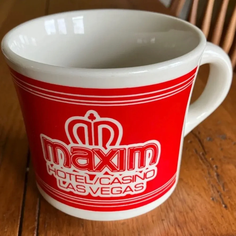 Maxim Hotel & Casino Las Vegas red coffee ceramic cup mug