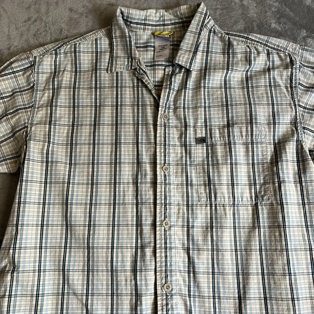 North Face Men's Dress Shirt Check Size Large Blue White‎