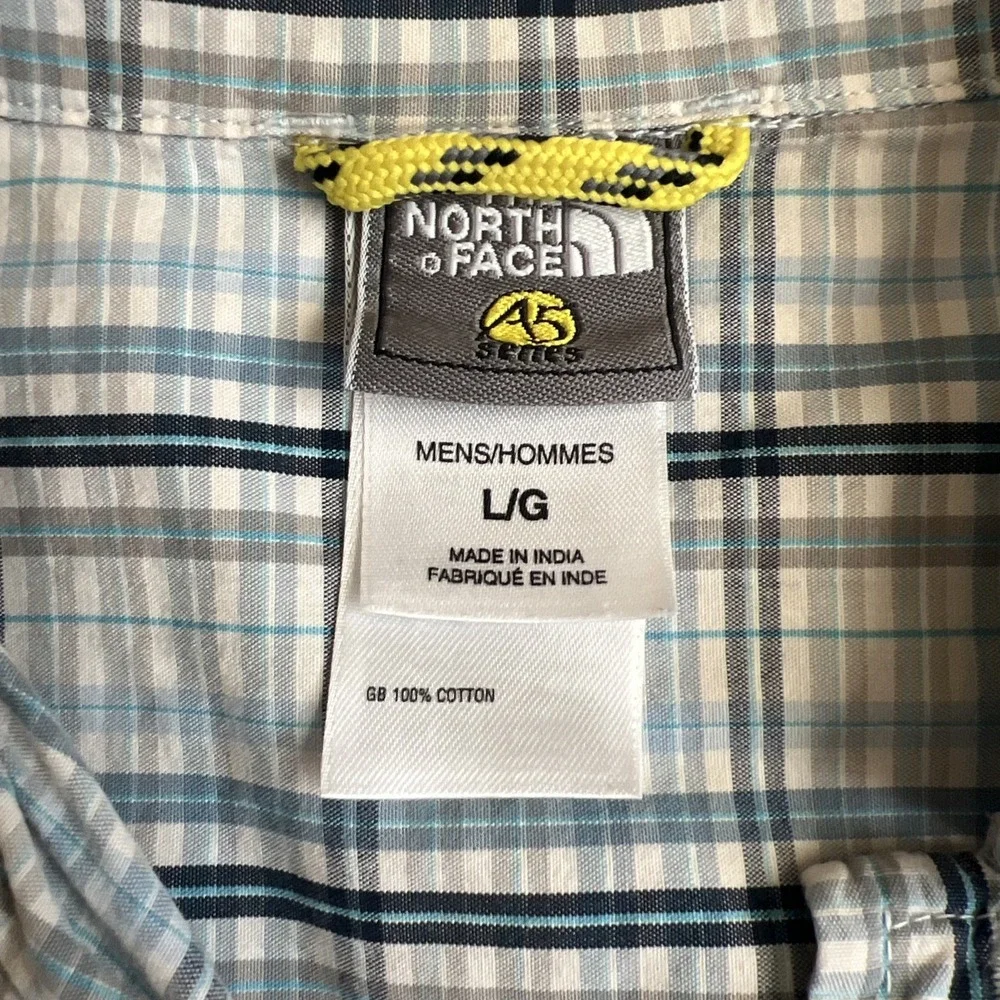 North Face Men's Dress Shirt Check Size Large Blue White‎