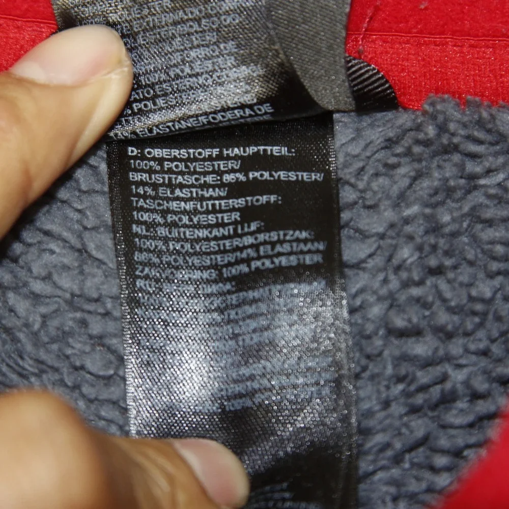 The North Face Fleece Jacket Mens‎ XL Red Full Zip Denali Style Mock Neck Pocket