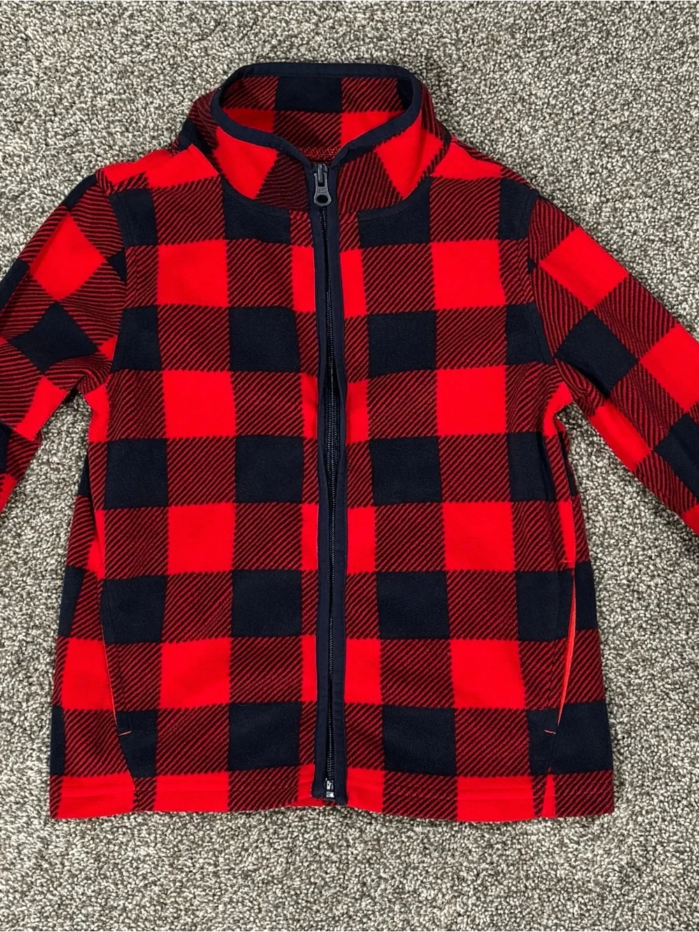 OshKosh B'gosh Red and Black Buffalo Plaid Fleece Jacket