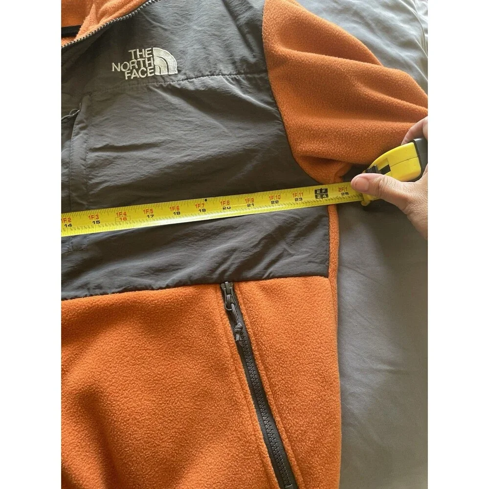 The North Face Men's XL Orange/Gray Colorblock Full Zip Fleece Jacket Pockets