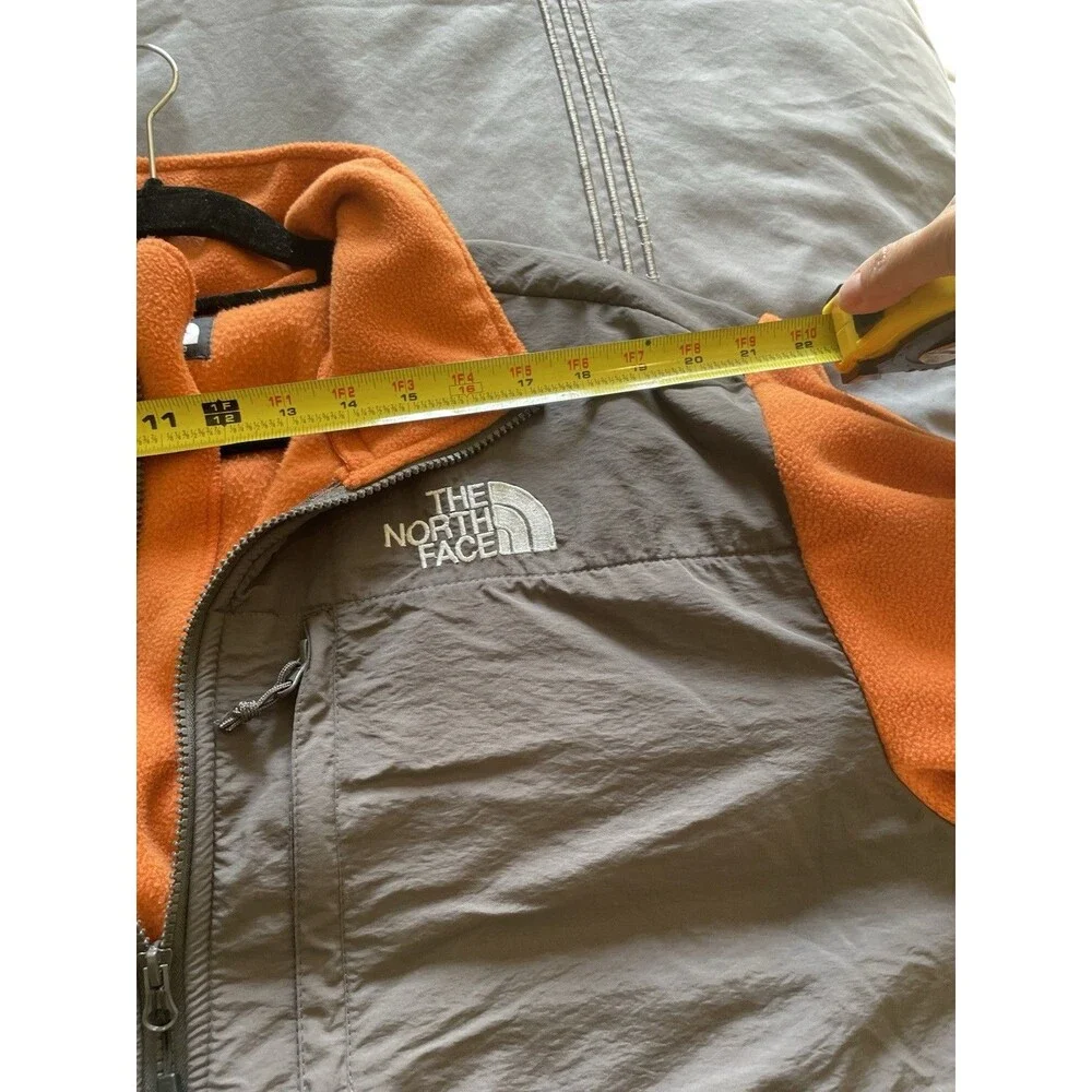 The North Face Men's XL Orange/Gray Colorblock Full Zip Fleece Jacket Pockets
