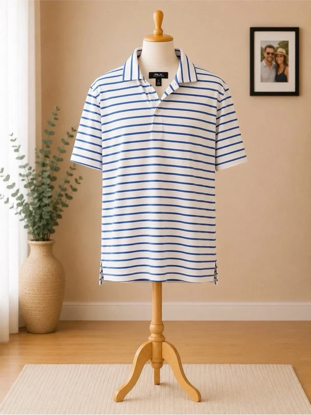 Ralph Lauren White Polo with Blue Stripes