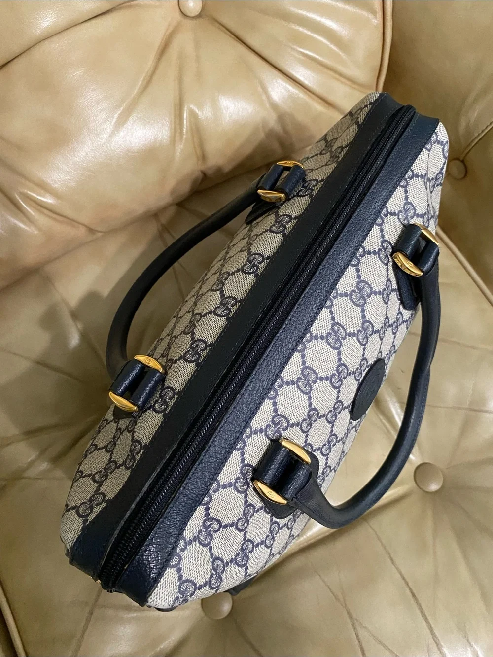 LKNW Vintage Gucci Large Satchel Bag GG Monogram Authentic Business Tote COA