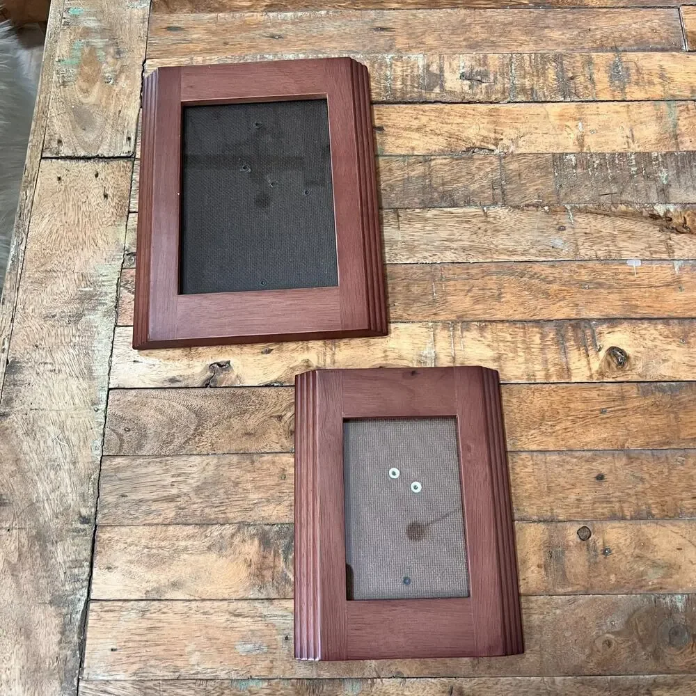 Rare Woods Picture Frames Set of 2 Portrait Free Standing Brown Wood