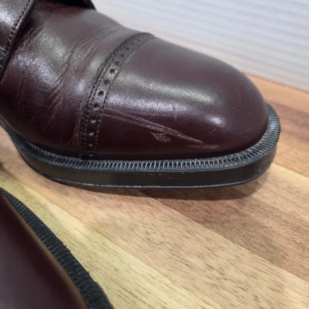 Florsheim Comfortech Dress Shoes Men's 10 Burgundy Leather Cap Toe Oxford 21001