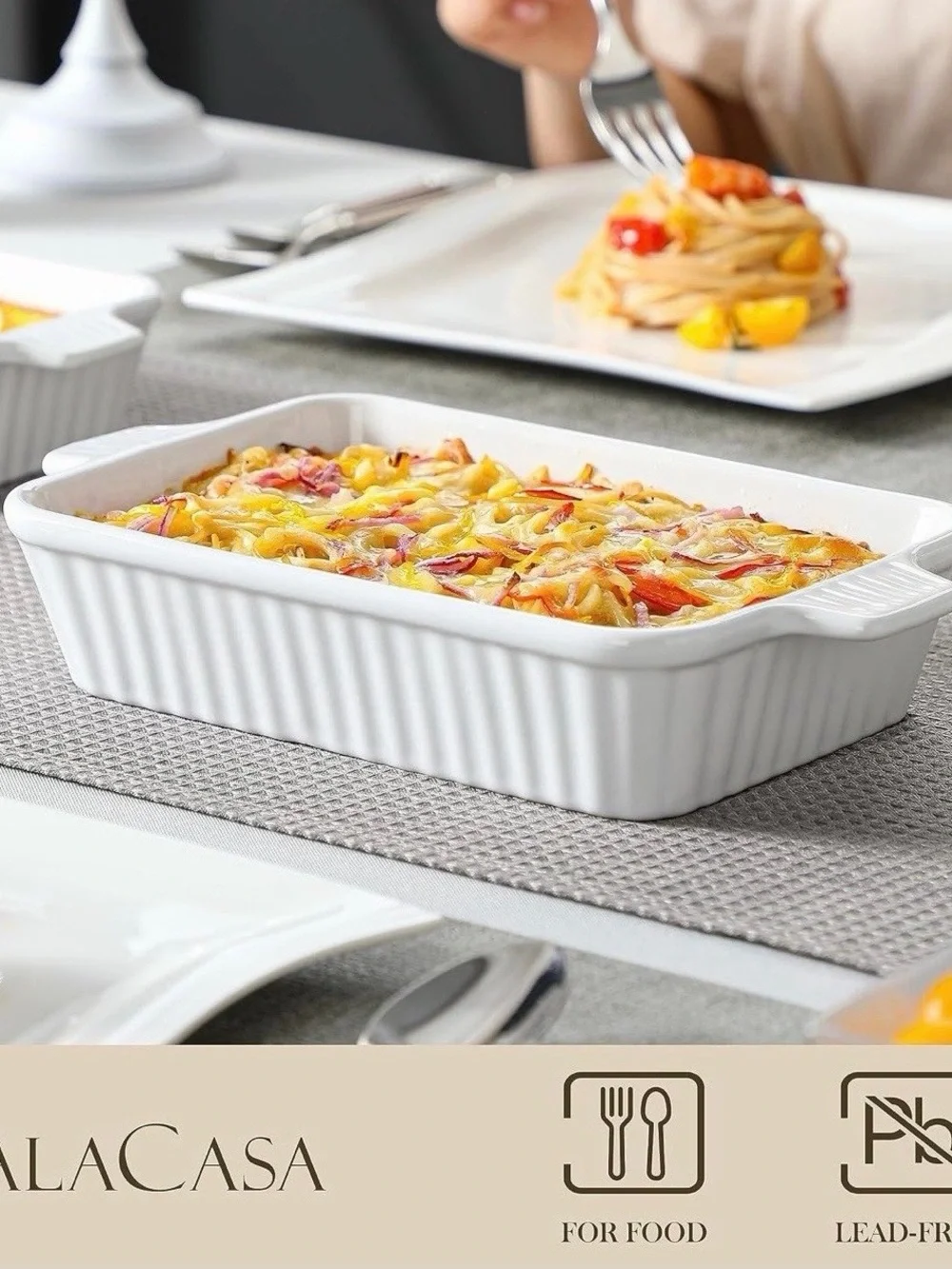 MALACASA White Ceramic Casserole Baking Dishes - Set of 4 (NWT)
