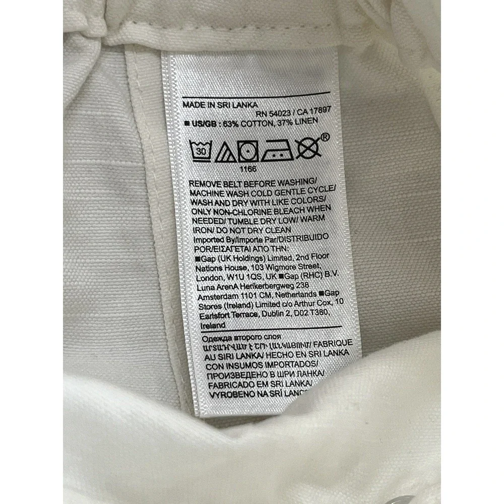 Banana Republic Linen Blend Pants‎ Womens 2 White High Rise Paper Bag Zip Belted