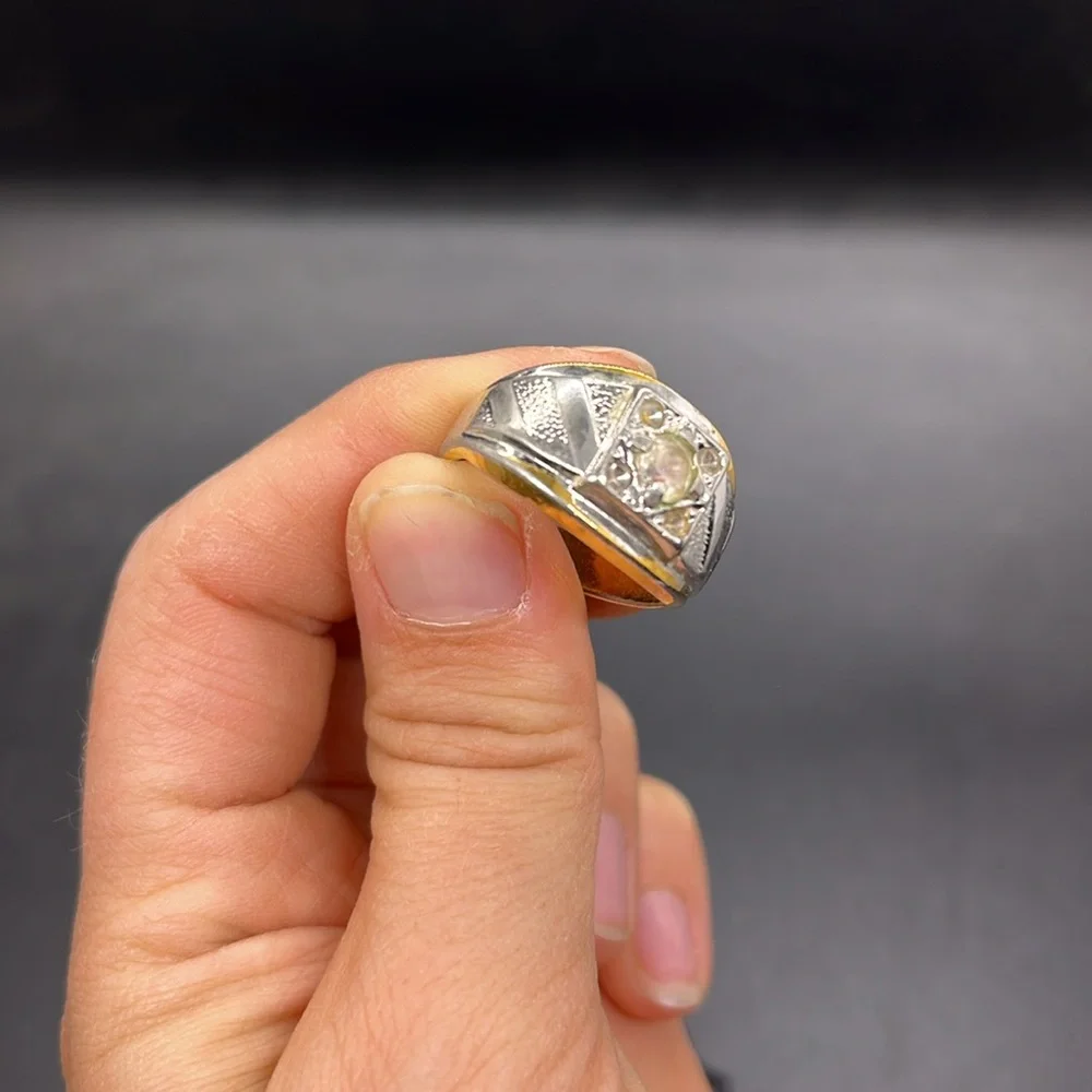 Art Deco 18 KT Gold Plated Faux Diamond Ring - US Size 10 Vintage