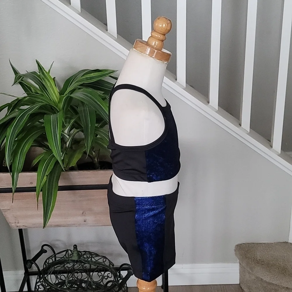 Shimmy Shimmy Inc Girls Royal Blue Hologram Dance Cheer Set NWT