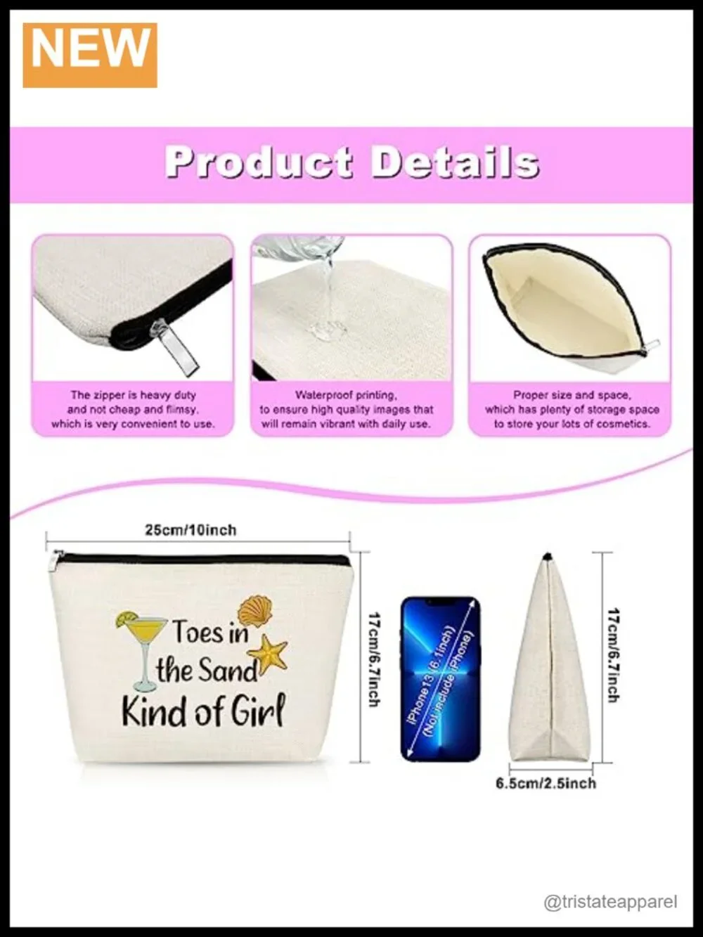 Canvas Cosmetic Bag Travel Makeup Case Beach Gift Women Toes In Sand