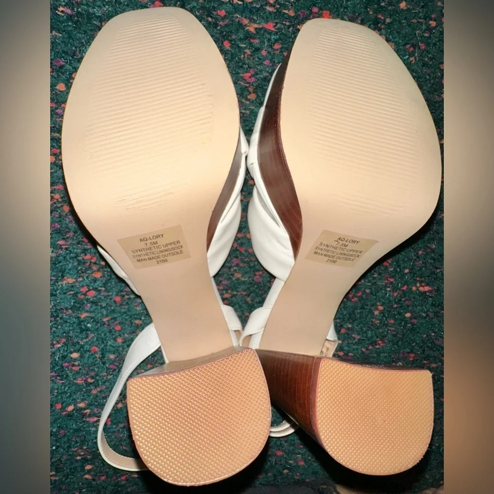 RARE AQUA Lory Platform High Heel Sandals White Brown NWT 7.5