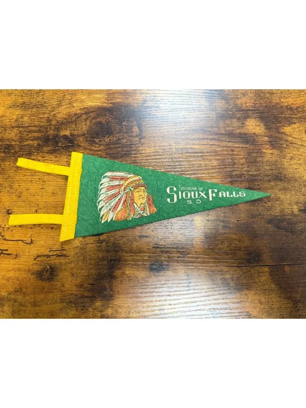 Vintage Souvenir Siuox Falls, South Dakota mini pennant