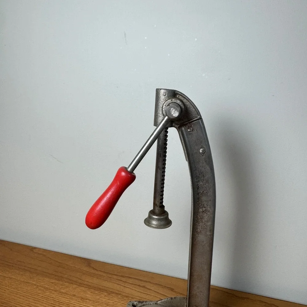 Vintage Industrial Cast Iron Bottle Capper Made in‎ USA Red Handle