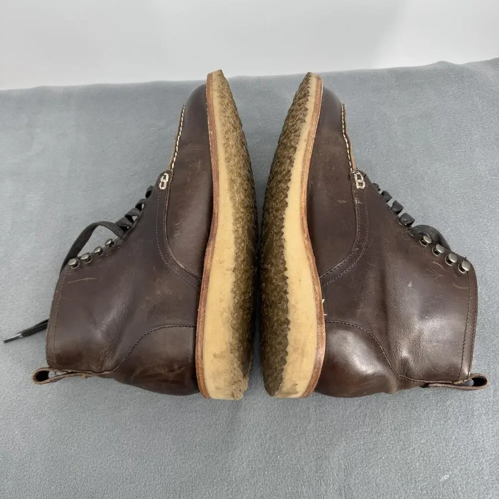 Rhodes Dean Moc Toe Boots Mens 8.5 Brown Leather Vibram Wedge‎ Sole