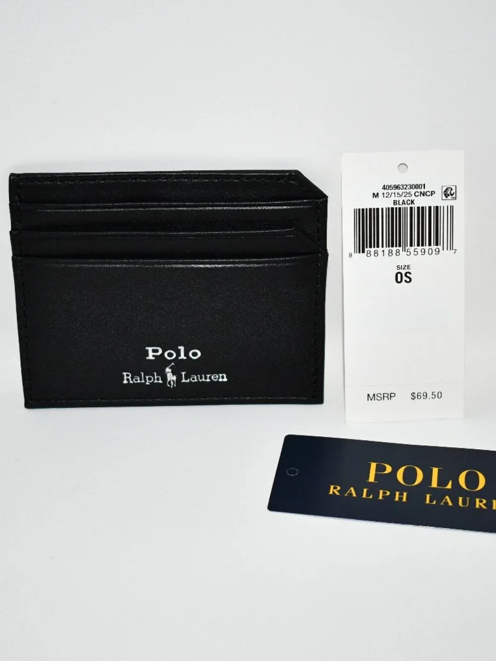Polo Ralph Lauren Smooth Leather Card Case in Black #405963230001 NWT