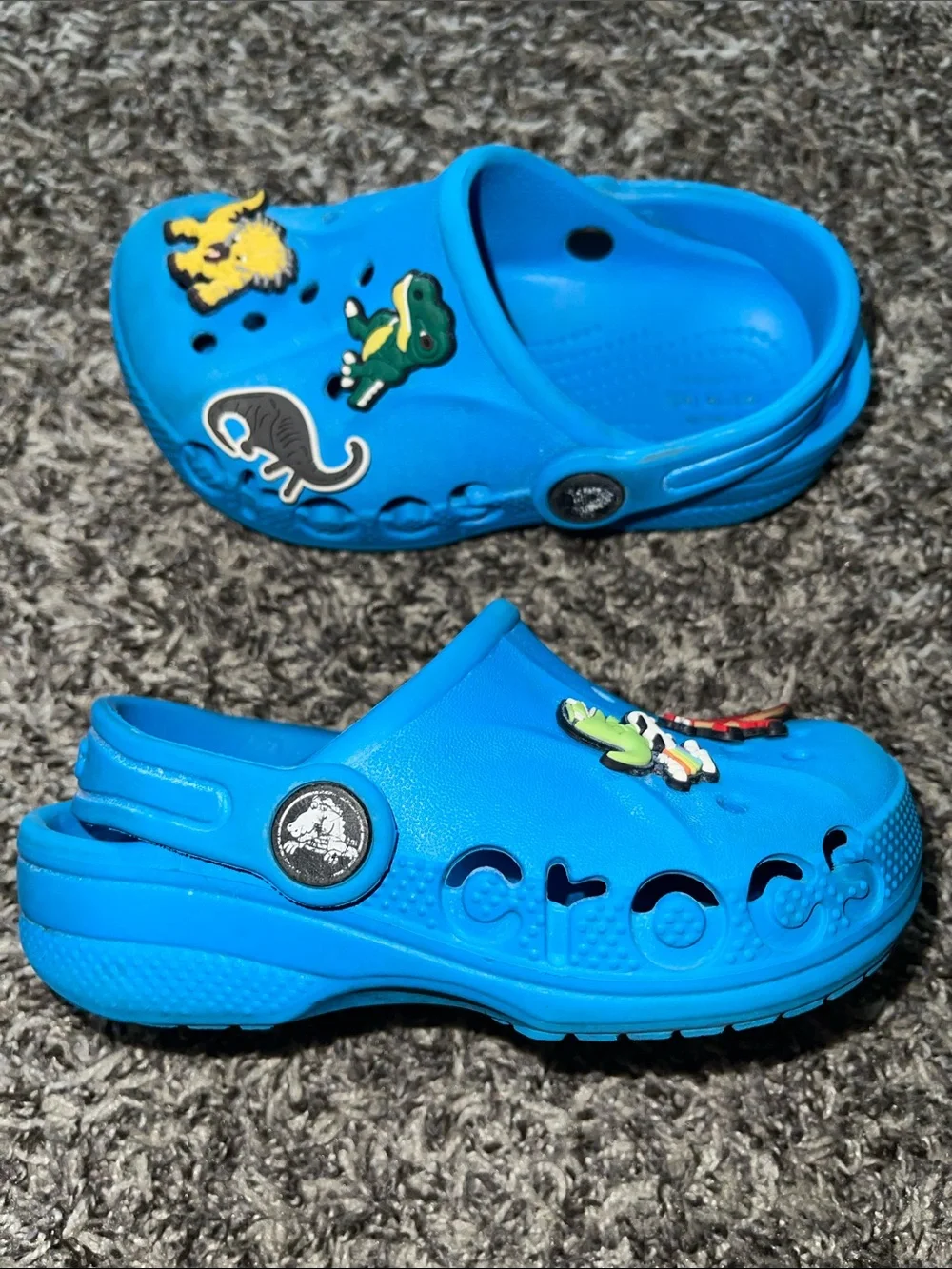 Kids Blue CROCS with Dinosaur Jibbitz (C9)