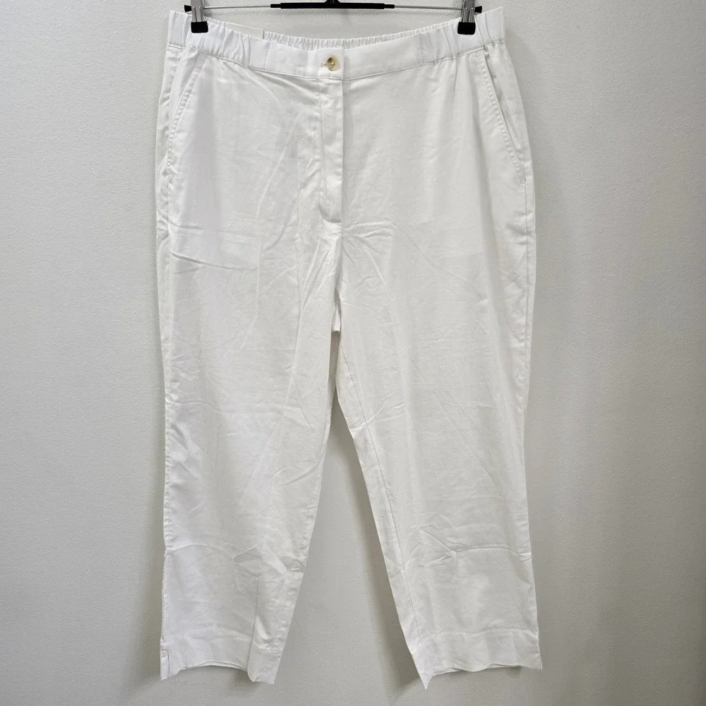 Banana Republic White Linen Blend Tapered High-Rise Ankle Pants XL  Resortwear