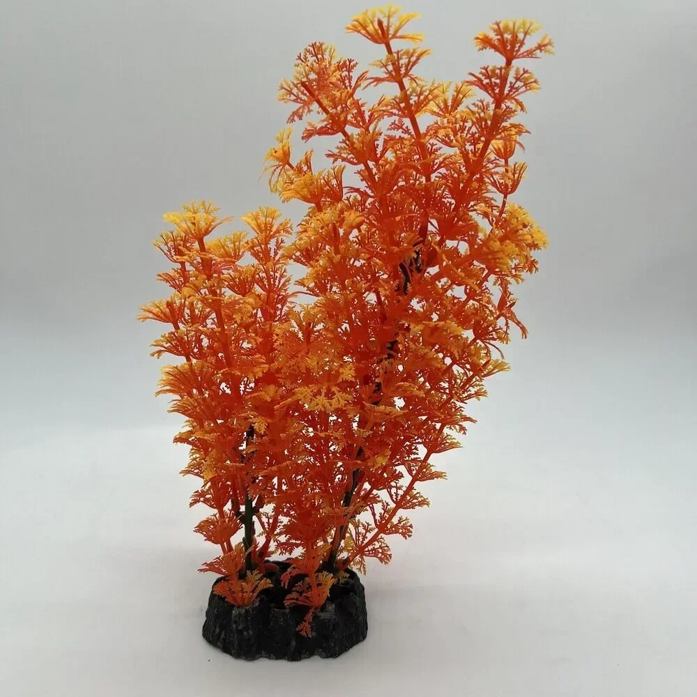 NWT Fish Aquarium Silk And Plastic Plants Bundle Of 4 Orange Green