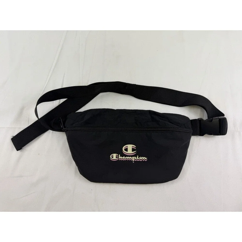 Champion Fanny Pack Black Shoulder Bag Purse Buckle Zipper