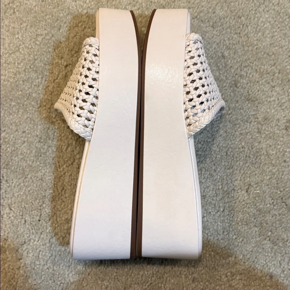 Jessica Simpson Cream Woven Platform Slides-Size 8.5