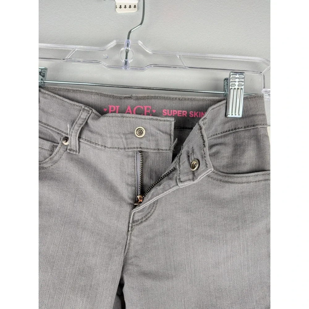 The Childrens Place Girls Super Skinny Jeans Gray Stretch Denim Size 6X 7 NWT