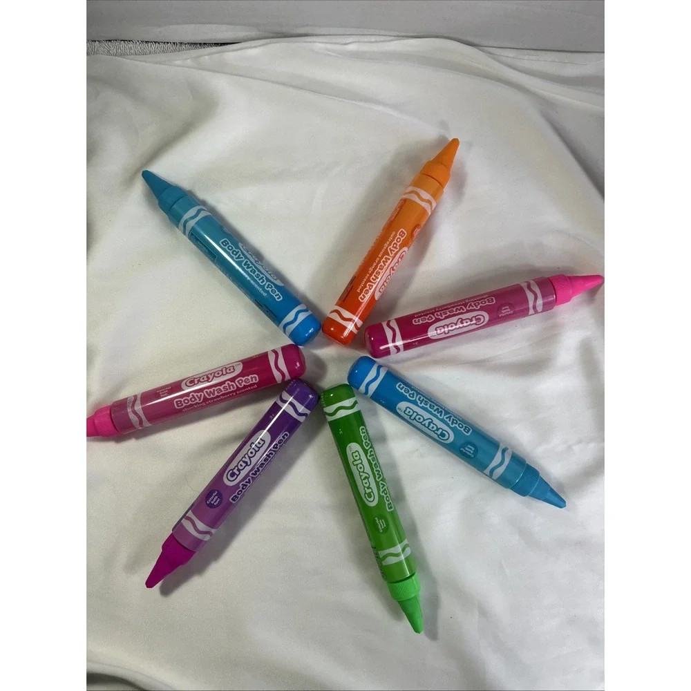 Crayola Body Wash Pens Color New Set of 7 Pink Blue Green Orange Purple Bathtub‎