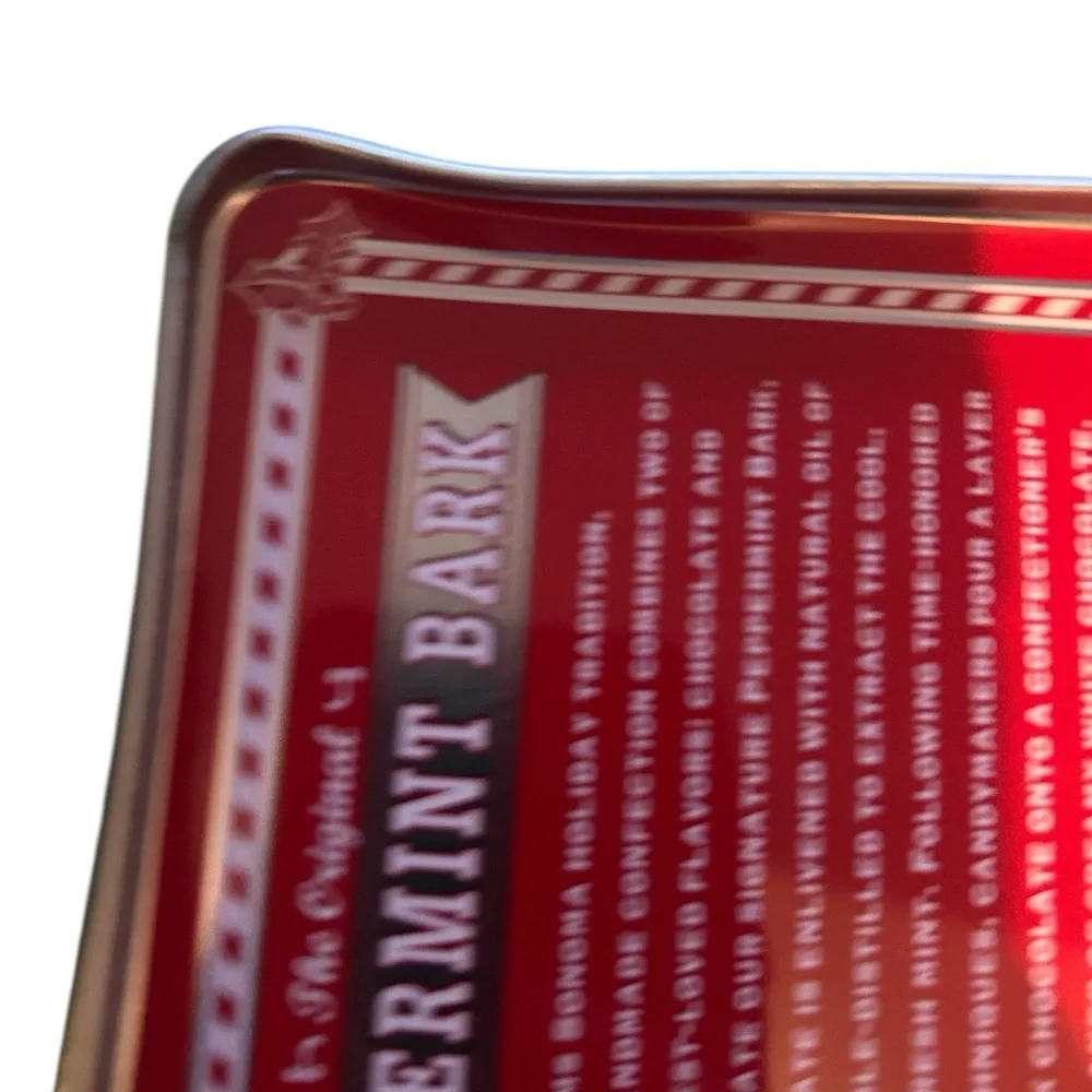 Williams Sonoma Peppermint Bark Collectible Red and White Tin-2017 Holiday