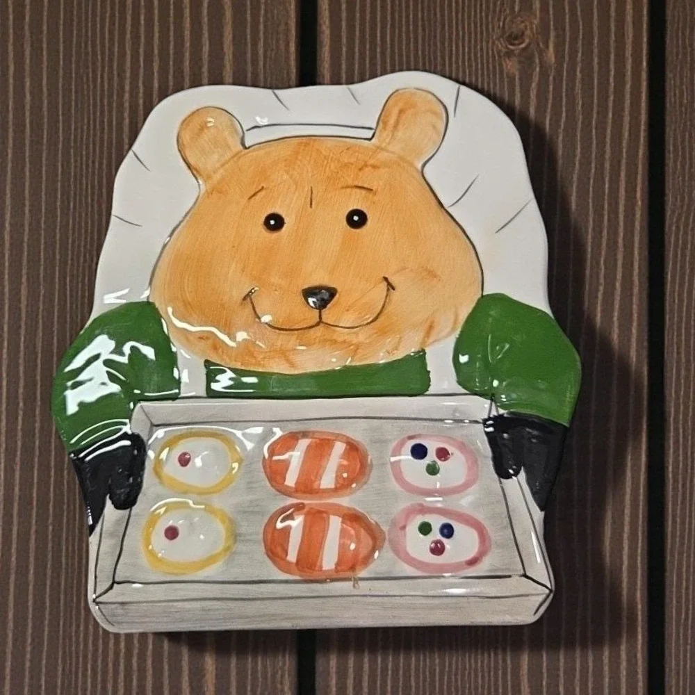 Bear Baking Design Hotplate,  Hand-Painted Ceramic‎ Kitchen Trivet, Accessory