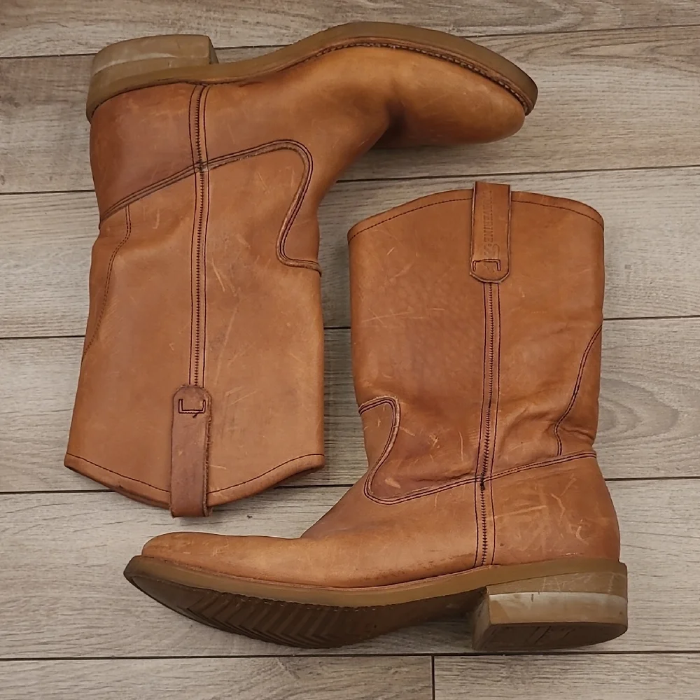 WOLVERINE Tan Brown Good Year Oil Chemigum Leather Western Boots Sz 11 B VTG‎