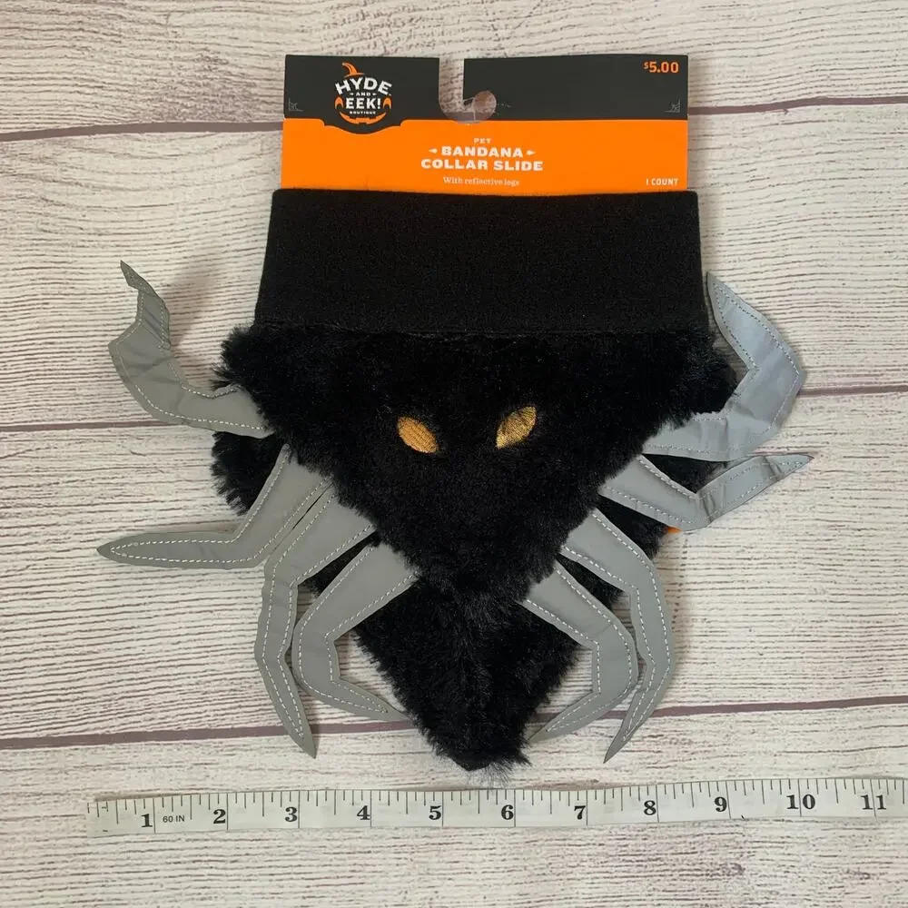 Hyde & Eek! Pet Halloween Spider Costume Collar Slide Bandana Faux Fur