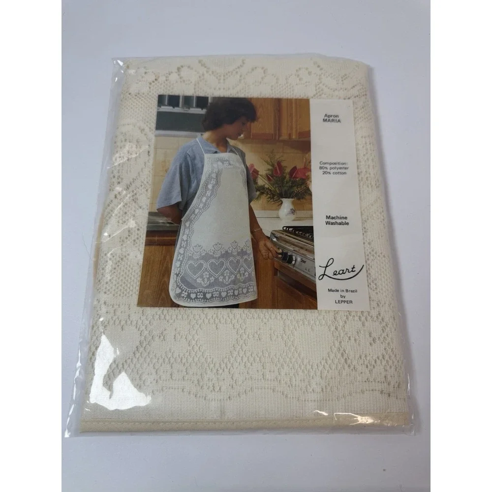 Leart‎ Lace Apron Maria Cooking Hearts Flowers Made Brazil Vintage