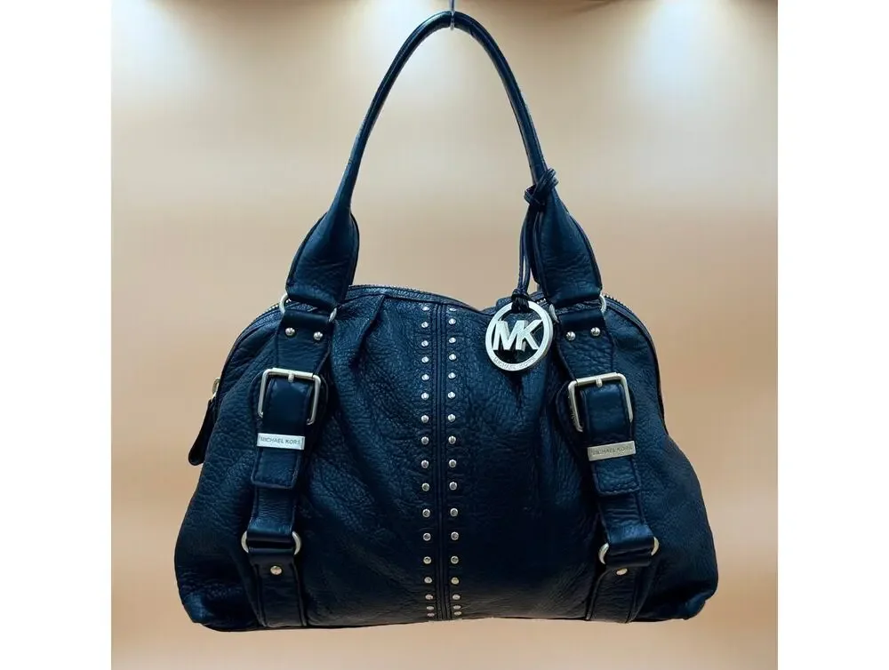 MICHAEL KORS Astor Black Pebbled Leather Satchel Shoulder Tote Hobo Bag with COA