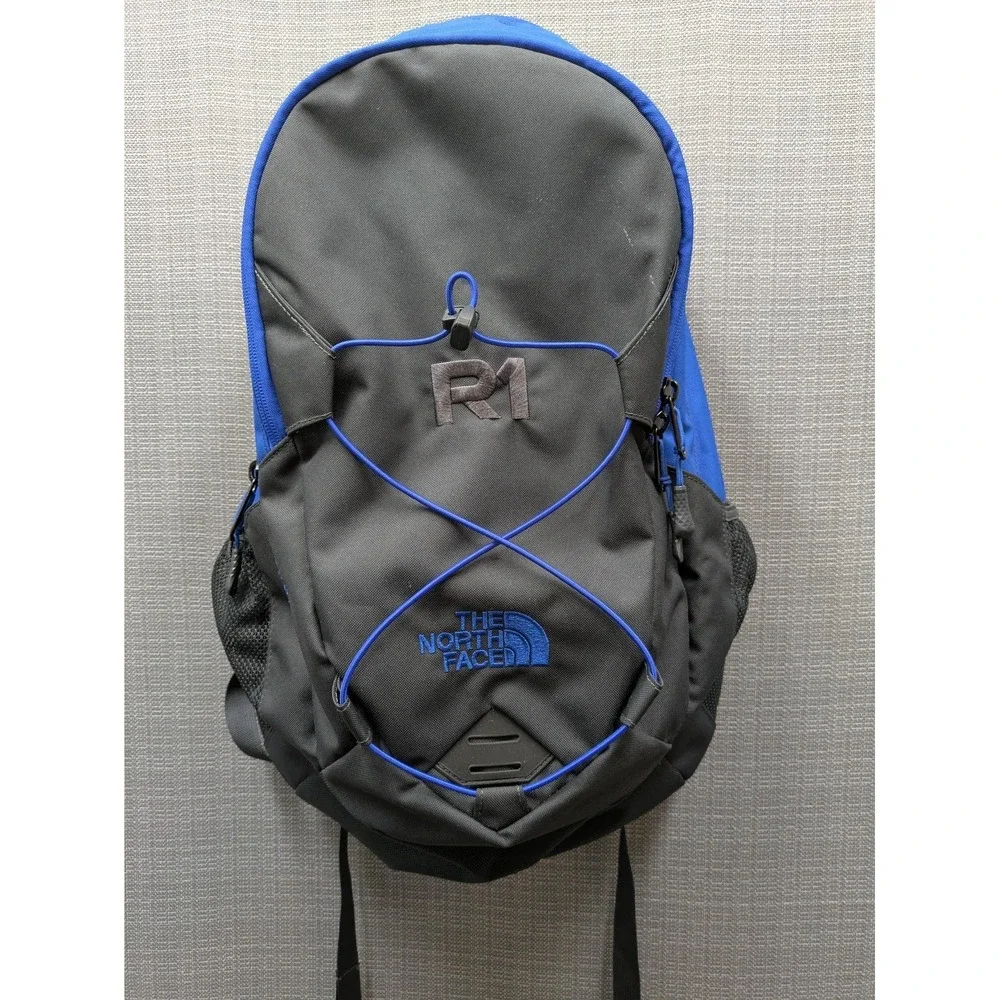 The North Face Gray Blue Backpack Soft Case Adjustable Straps Men School Daypack