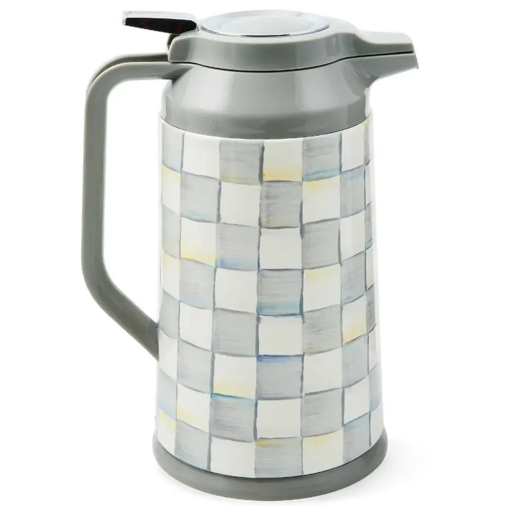 Brand New Mackenzie-Childs Sterling Check Coffee Carafe