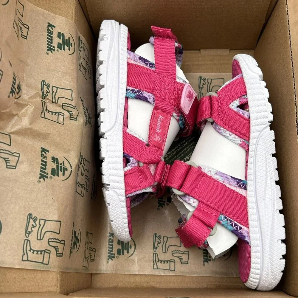 Kamik‎ Toddler Girls Adjustable Strappy Sandals Size 7 Pink Lightweight & Comfy