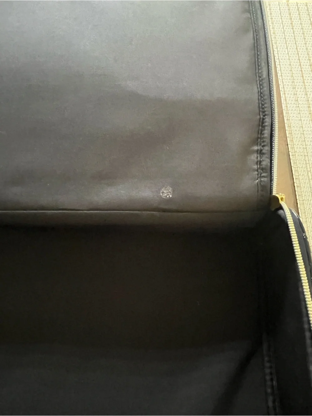 Estee Lauder Black Patent Cosmetic Case with Gold Zipper Pulls