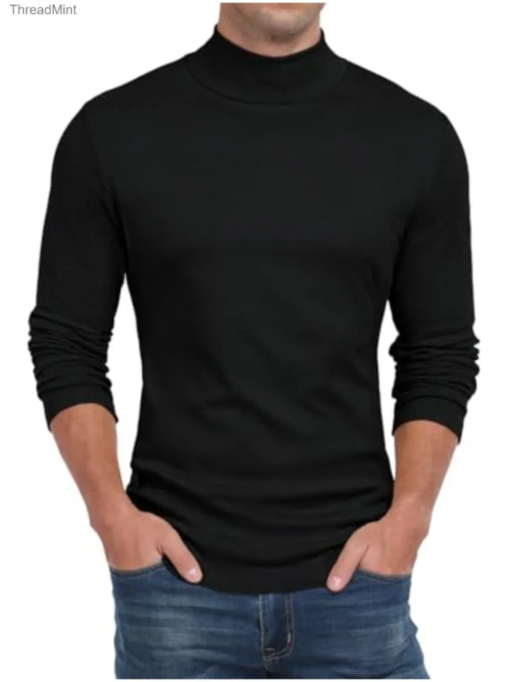 Men's Mock Turtleneck Long Sleeve Thermal Shirt Slim Fit Lightweight Tee