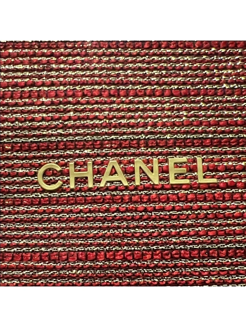 Chanel Limited Edition Cosmetic Bag in Red & Gold Tweed, NEW in Box