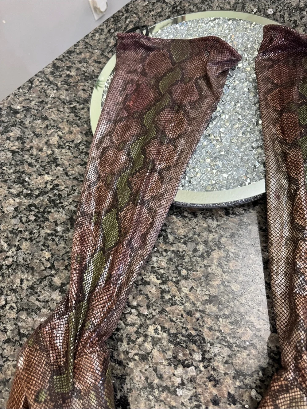 Shoe Dazzle Brown & Green Snake-Print Over-the-Knee Boots