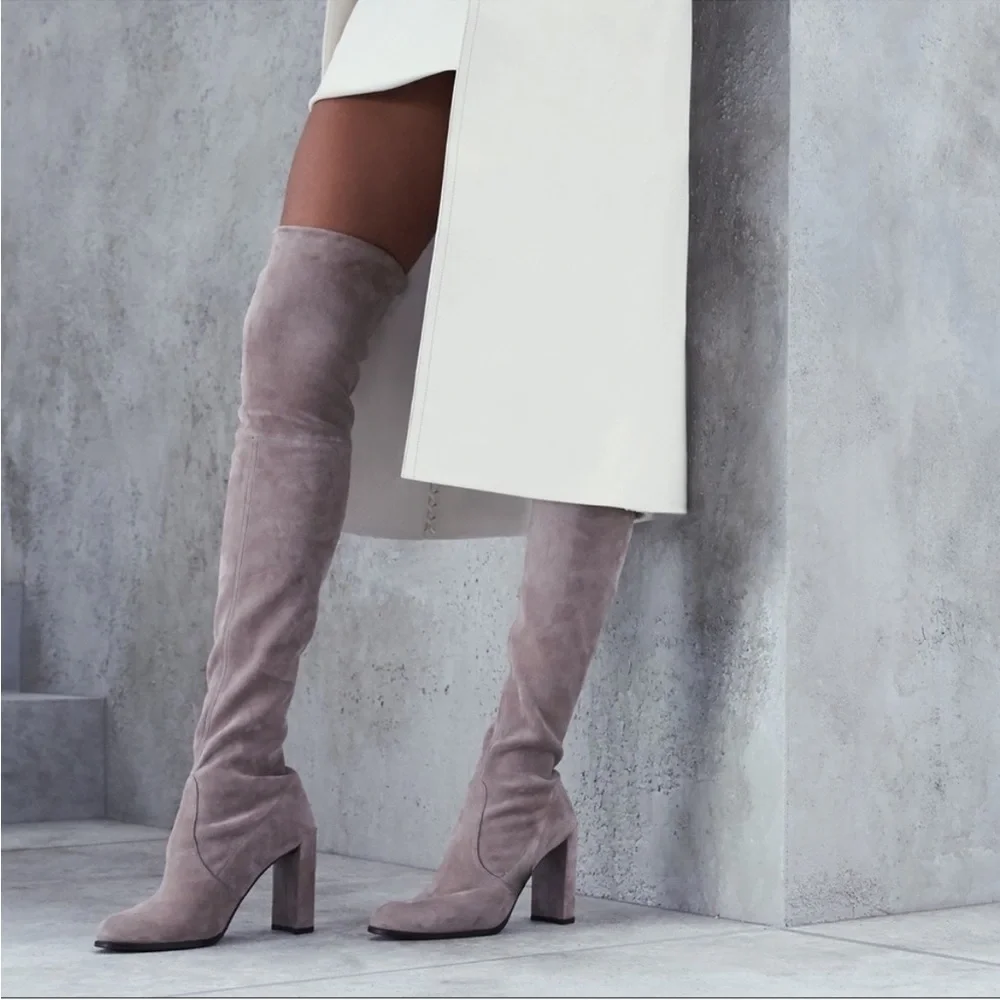Stuart Weitzman Hiline OTK Boot In Slate Grey