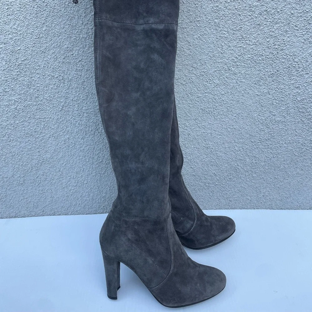 Stuart Weitzman Hiline OTK Boot In Slate Grey